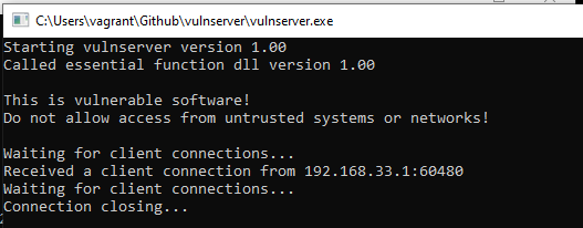 In vulnserver on Windows